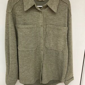 Olive Green Women's Ribbed Sweater